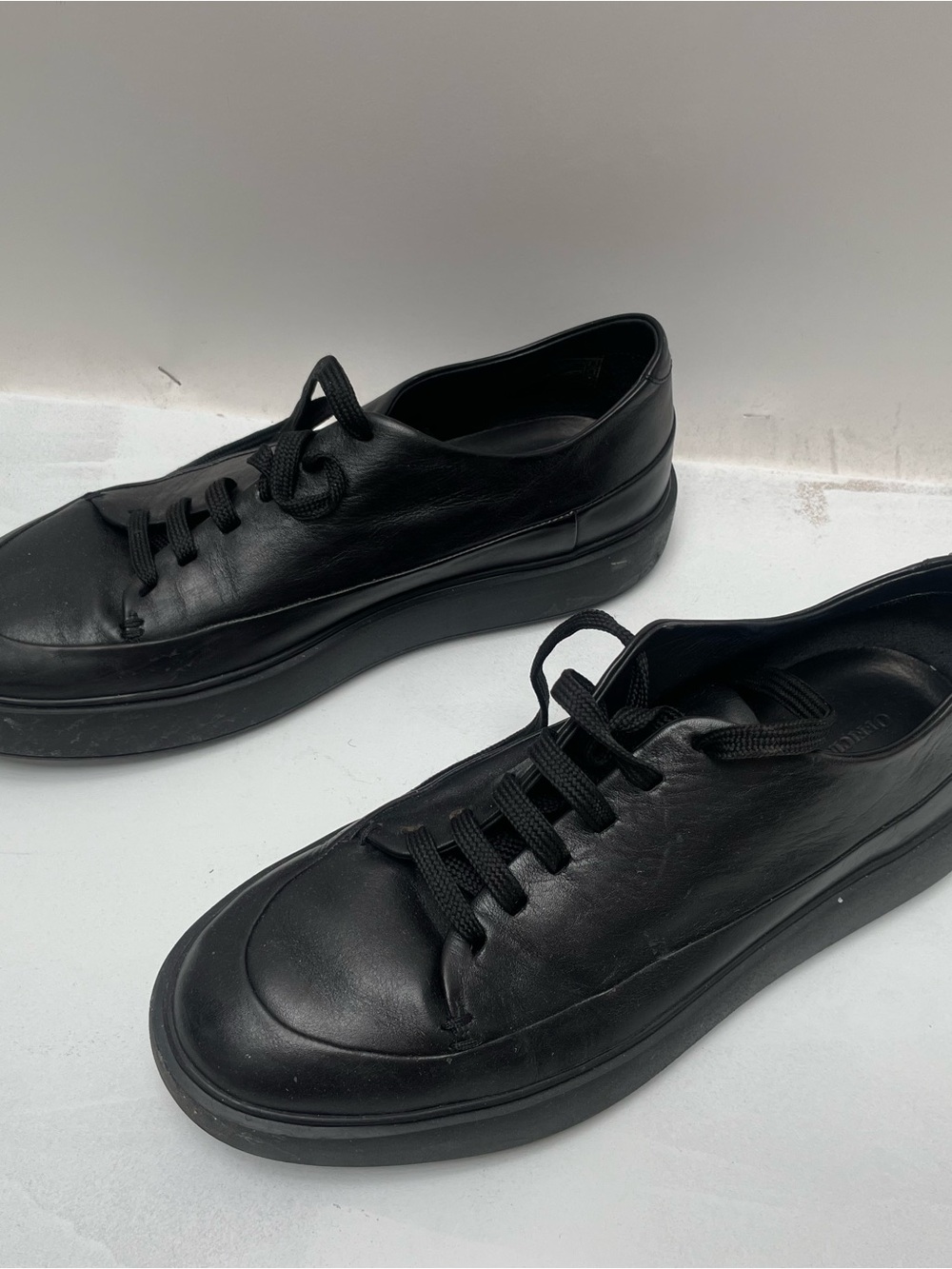 Officine Creative Black Leather Platform Sneakers